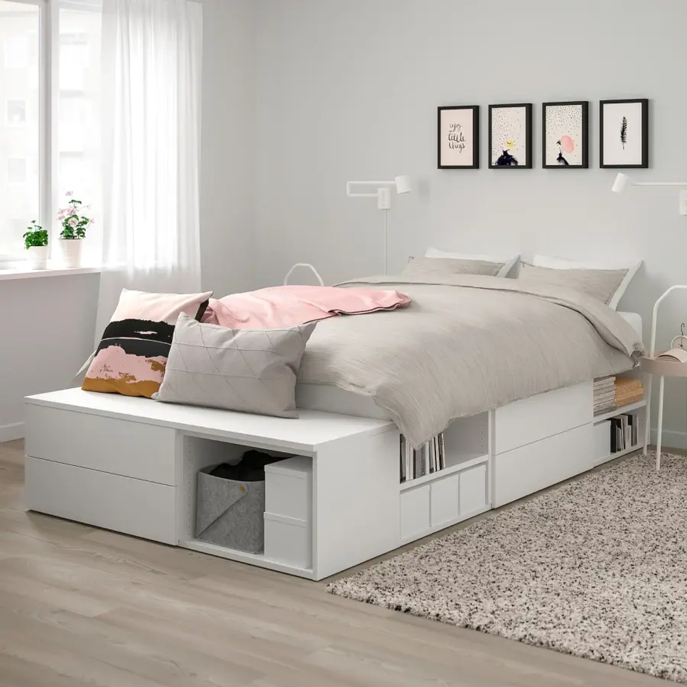 Каркас кровати с 4 ящиками - IKEA PLATSA, 200х140 см, белый, ПЛАТСА ИКЕА