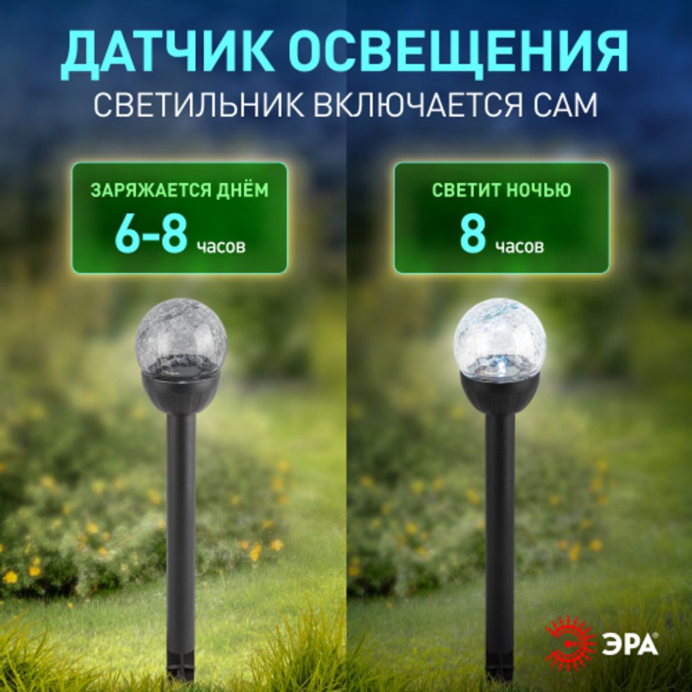 Светильник уличный ЭРА ERASF23-15 Капля на солнечной батарее холодный белый высота 33 см 1 LED