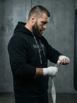 Толстовка с капюшоном и карманом кенгуру мужская LEGENDA Logo Сильный духом черная