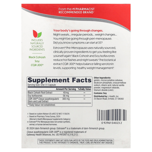 Estroven, Menopause Relief, Pre-Menopause, 30 капсул