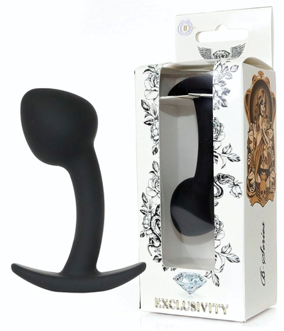 Черная анальная втулка Curved - 9 см. (Цвет: черный)