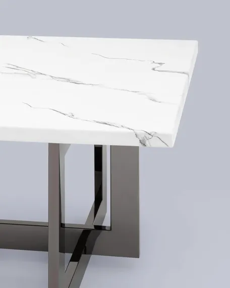 Журнальный столик Newton 122х61 см, белый мрамор, темный хром