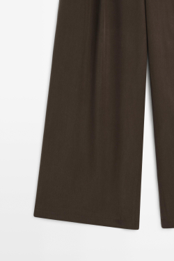 Massimo Dutti Брюки палаццо из струящейся ткани с защипами, коричневый