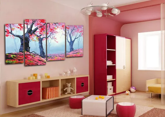 Модульная картина "Клен в лесу"