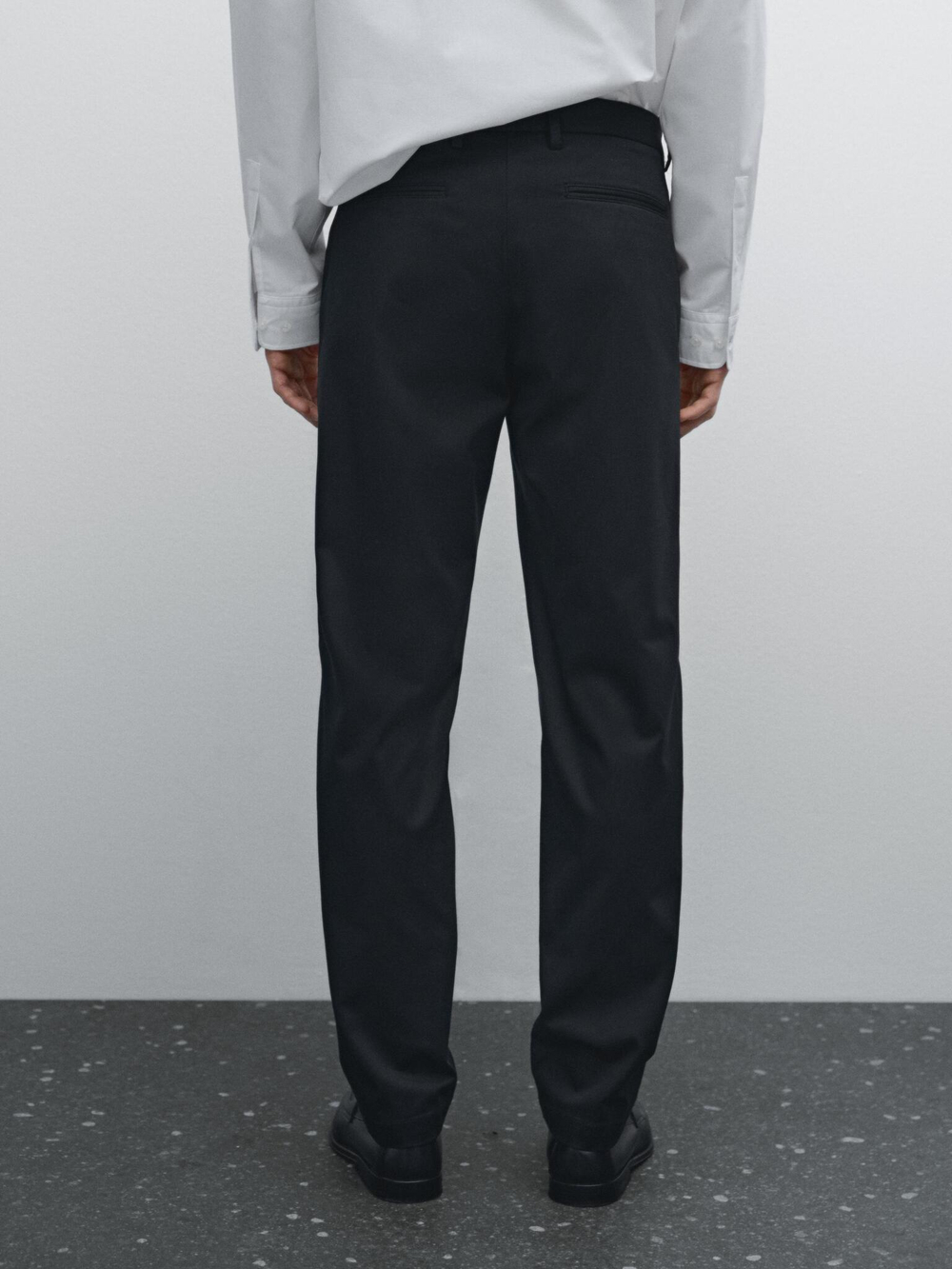 Massimo Dutti Узкие брюки из хлопковой смесовой ткани, темно-синий