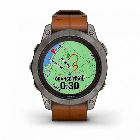 Garmin Fenix 7 Pro Sapphire Solar – титан, кожаный ремешок, премиальные умные часы