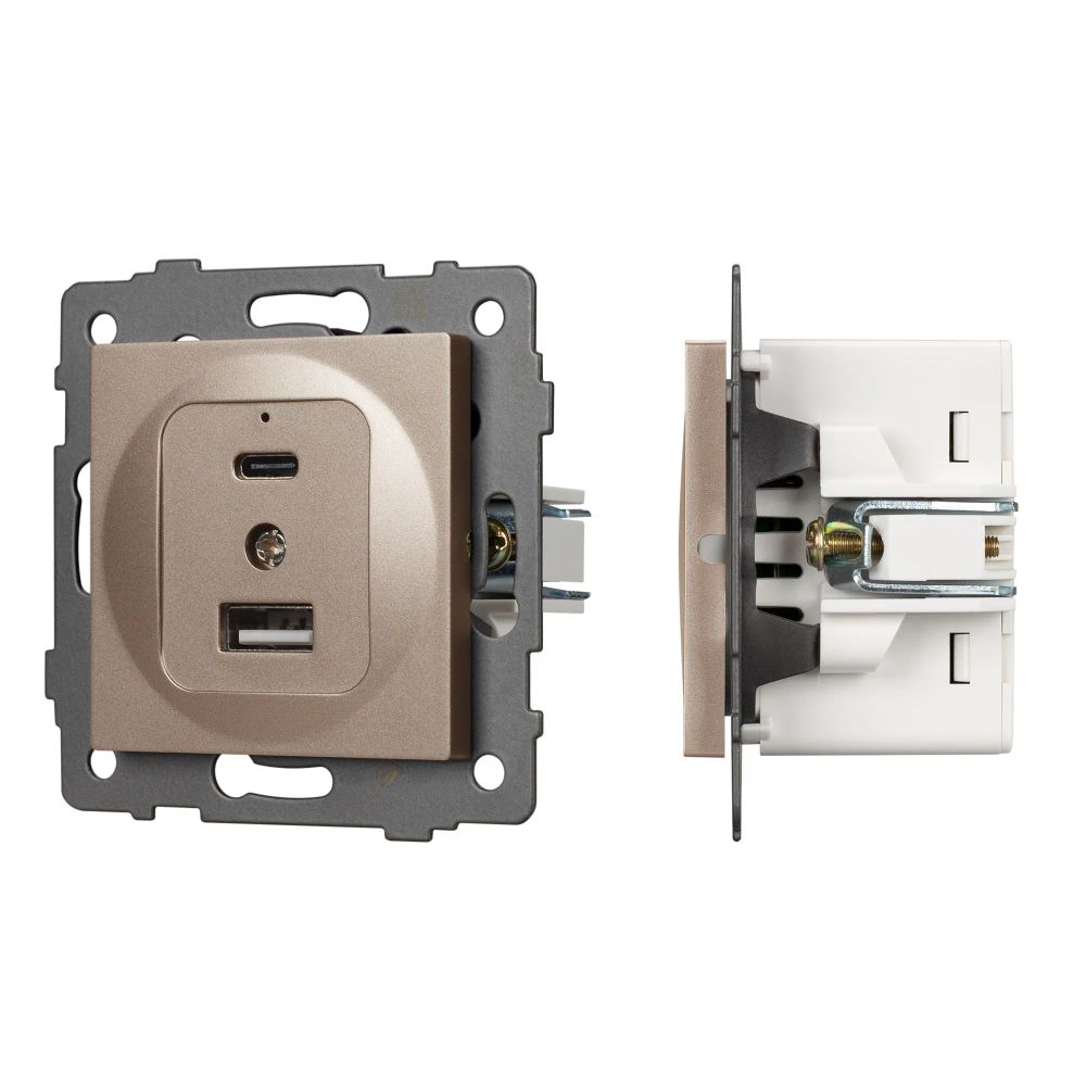 Механизм USB розетки SCT-MUAC-PL-GD-V (5V, 3A, QC4) (Arlight, -) 049841