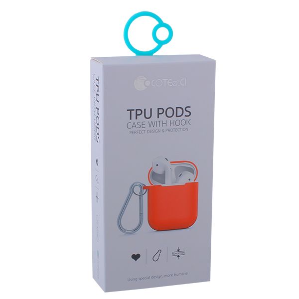 Чехол силиконовый COTEetCI (AP3) для AirPods с карабином (Розовый)
