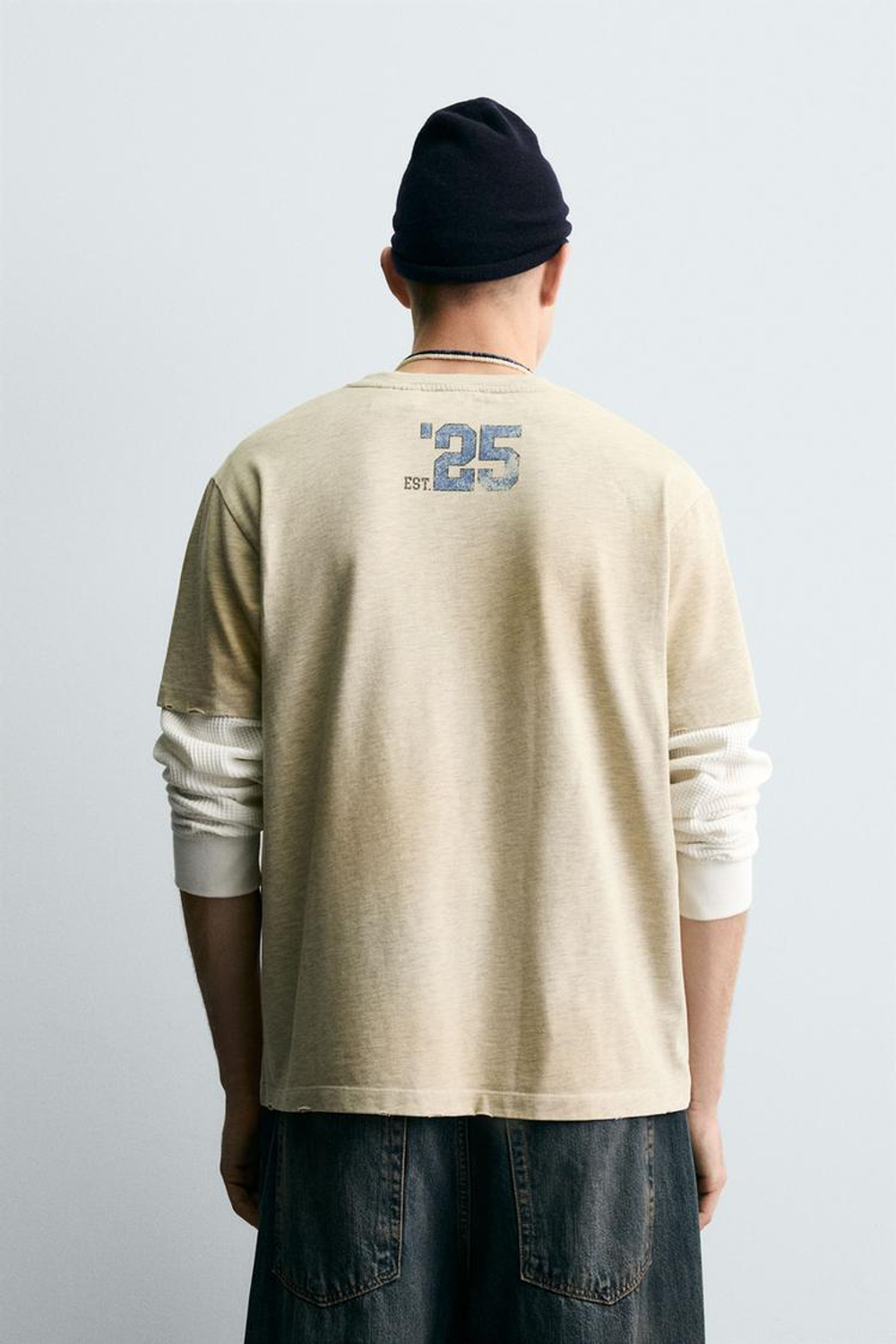 ZARA ФУТБОЛКА С ЭФФЕКТОМ ПОТЕРТОСТИ NFL NEW YORK GIANTS, СЕРЫЙ МЕЛАНЖ