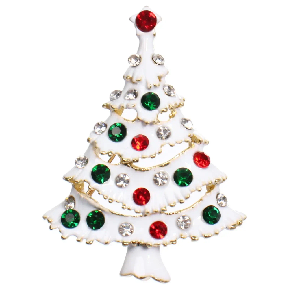 Брошь новогодняя «Best Podarok - Ёлочка белая», 3.5*4.5см