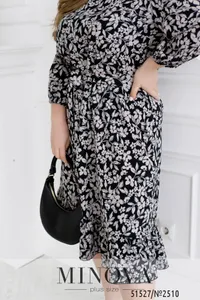 Платье 2510-черный - бежевый Minova