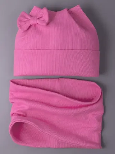 Шапка для девочки осенняя с ушками и снуд