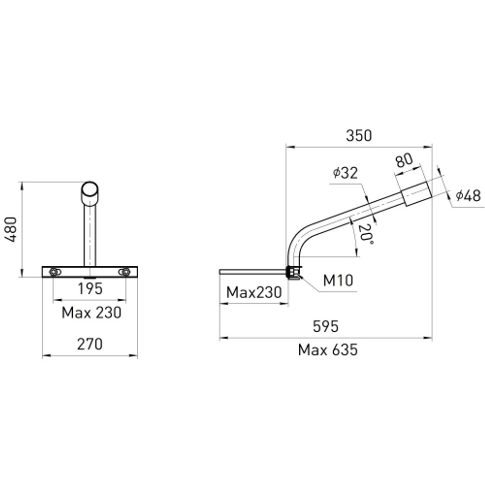 Кронштейн на опору ЭРА SPP-AC3-0-350-048 с 1 хомутом 350mm d48mm