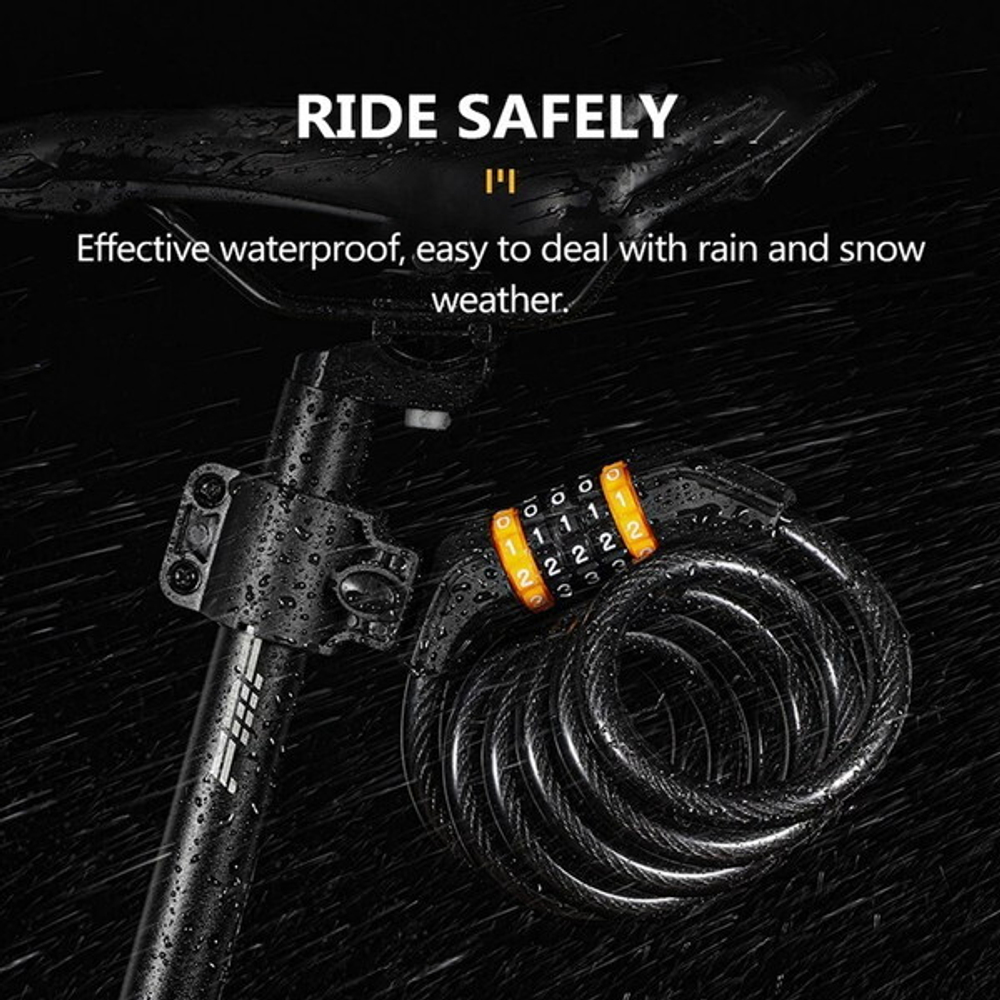 Замок навесной, тросовый West Biking YP0705061, 1200 мм