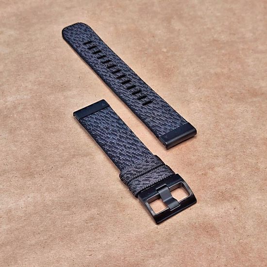 Ремешок нейлоновый 22 мм жакардовое плетение для Garmin MARQ / Epix / Fenix (47 мм) (Черно-серый)