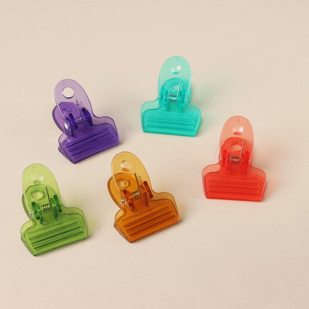 Набор зажимов для пакетов Доляна, 5,2×4 см, 5 шт, цвет МИКС