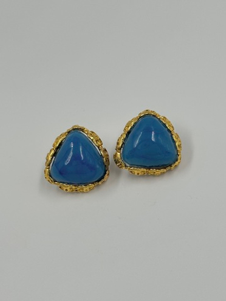 Клипсы с синими вставками Chanel