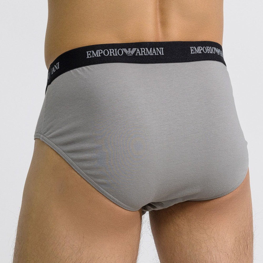 Набор из 2 мужских трусов-брифов Emporio Armani - черных и серых (Размер: XXL) (Цвет: разноцветный)