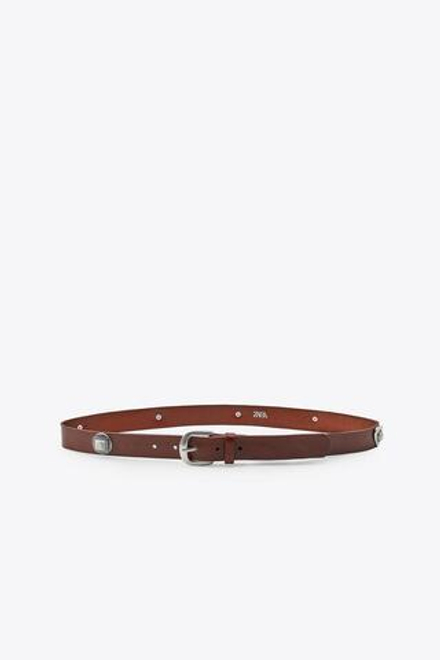ZARA КОЖАНЫЙ РЕМЕНЬ С ЗАКЛЕПКАМИ В ВИДЕ СЕРДЕЦ, ТЕМНО-РОЗОВЫЙ