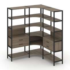 Shelf System Трехсекционный угловой стеллаж пятиярусный с ящиками SN.STMU-531 Вяз Благородный/Металл