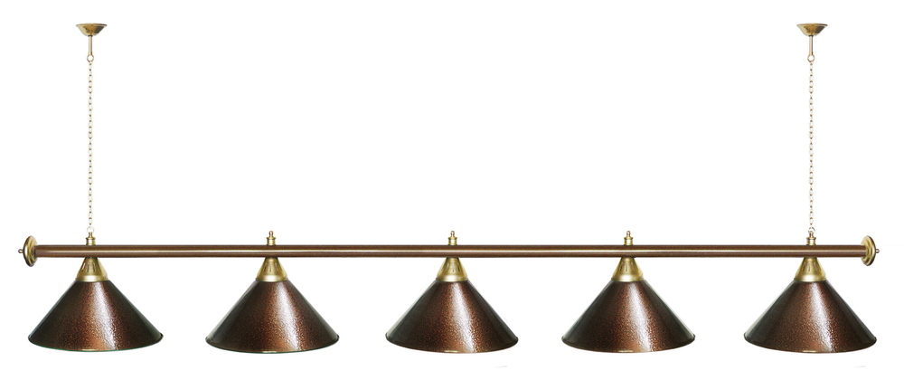 Лампа STARTBILLIARDS 5 пл. (плафоны зеленые,штанга зеленая,фурнитура золото)