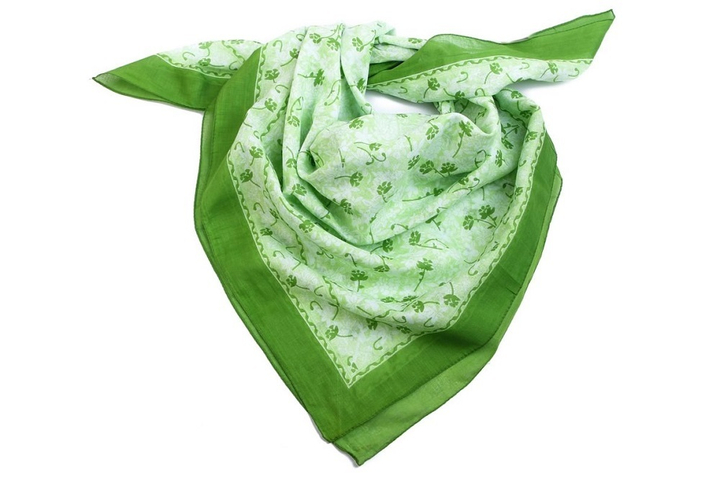 Платок материал Хлопок 100% "Цветы" цвет белый с салатовым 90x90 см.