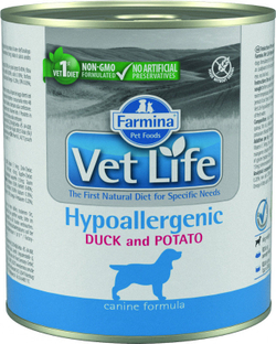 FARMINA VET LIFE Консервы для собак гипоаллергеный утка с картофелем паштет 0,3 кг