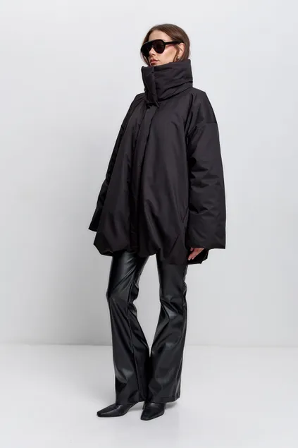 Куртка-баллон зимняя Айсель черного цвета