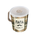 Контейнер-кружка 0,75л с крышкой с декором (светло-бежевый)