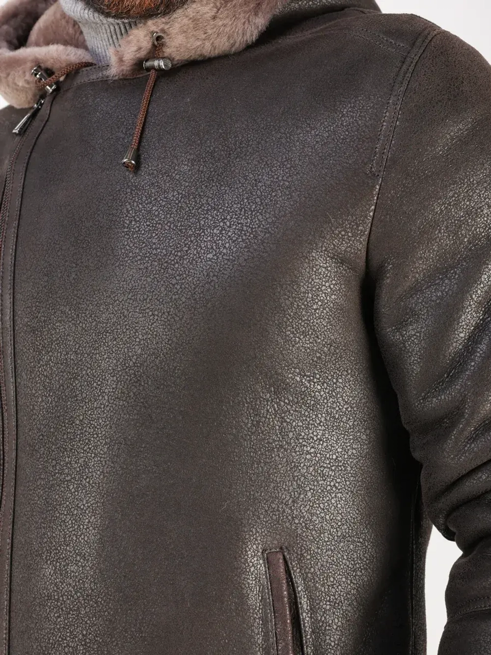 Дубленка зимняя куртка натуральная с капюшоном косуха