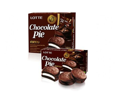 Печенье ЛОТТЕ Чоклэт Пай Какао (LOTTE CHOCOLATE PIE CACAO) х/к 336 гр (28 гр х12)