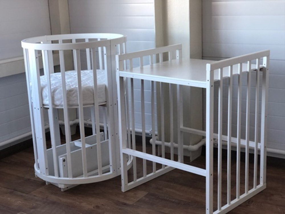 Детская кровать "Соня 04" ОВАЛЬНАЯ 8 в 1 Маятник БЕЛАЯ (75*125)