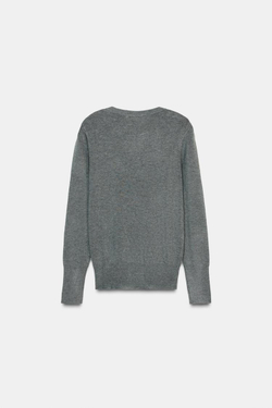 ZARA ВЯЗАНЫЙ СВИТЕР С ПУГОВИЦАМИ, СЕРЫЙ МЕЛАНЖ