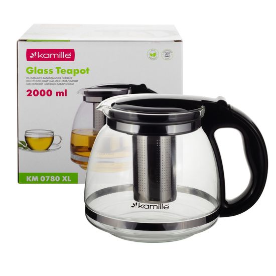 Стеклянный заварочный чайник 2000 мл. Kamille KM 0780XL со съемным ситечком