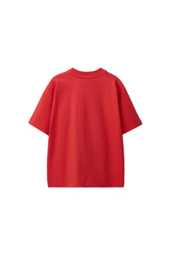 ZARA БАЗОВАЯ ОДНОТОННАЯ ФУТБОЛКА, ЯРКО-КРАСНЫЙ