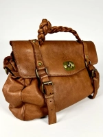 Женская сумка-портфель из натуральной кожи цвета whisky