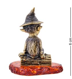 Народные промыслы AM-3651 Фигурка «Гном Бардзуки Морта» (латунь, янтарь)
