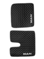 Ковры MAN TGX с 2-мя ящиками (автомат) (экокожа, черный, серый кант, серая вышивка)