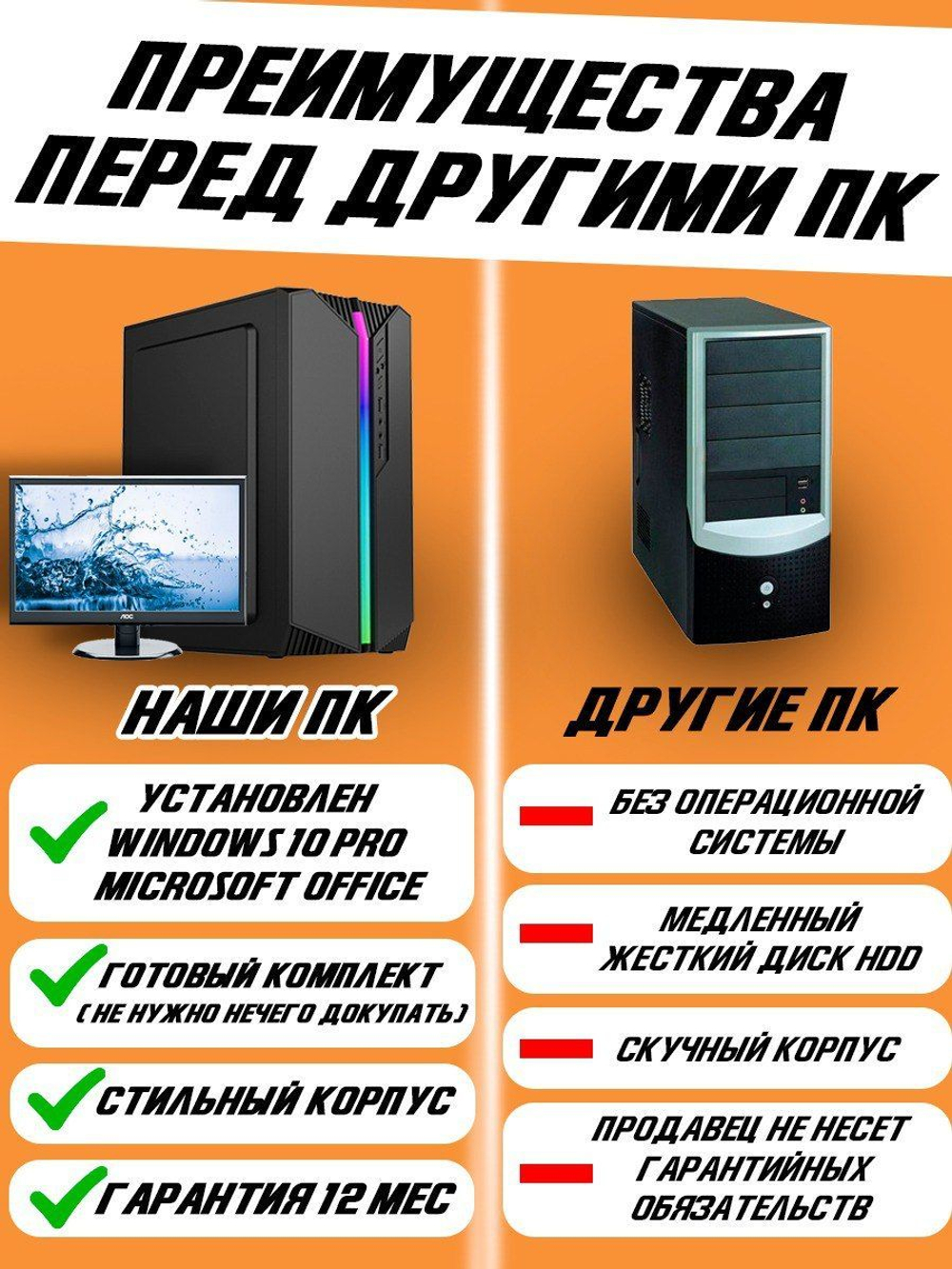 Системный блок (Intel Core i5, ОЗУ-16 Gb, SSD 240 Gb, Intel HD Graphics 2000, Windows 10 Pro), 350х170х290, черный)