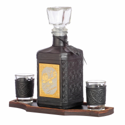 Графин «Время-деньги-2» с накладкой покрытой золотом 999 пробы