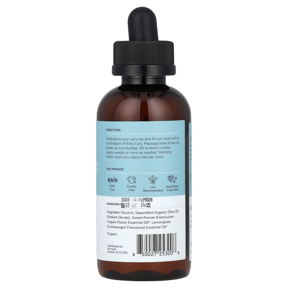 Kin+Kind, Kitty Ears, несмываемое очищение и облегчение, сладкий фенхель и лемонграсс, 118 мл (4 жидк. унц.)