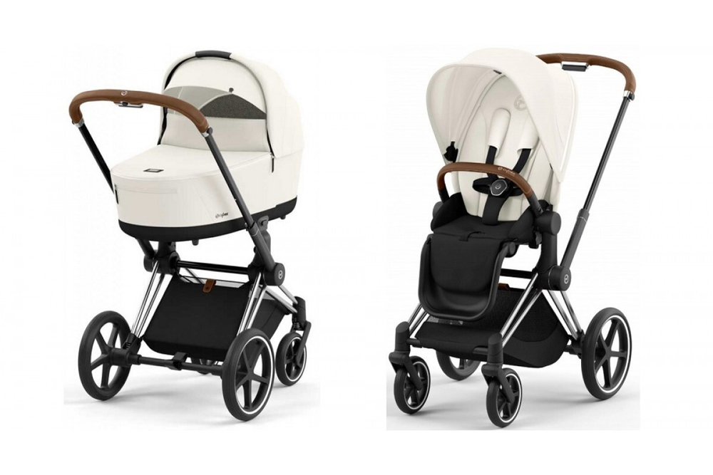 Коляска 2 в 1 Cybex Priam IV Off White, шасси Chrome Brown