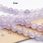 Аметист лавандовый бусины, диаметр 8,3-8,5 мм, цена за 11 шт (1/4 нити)
