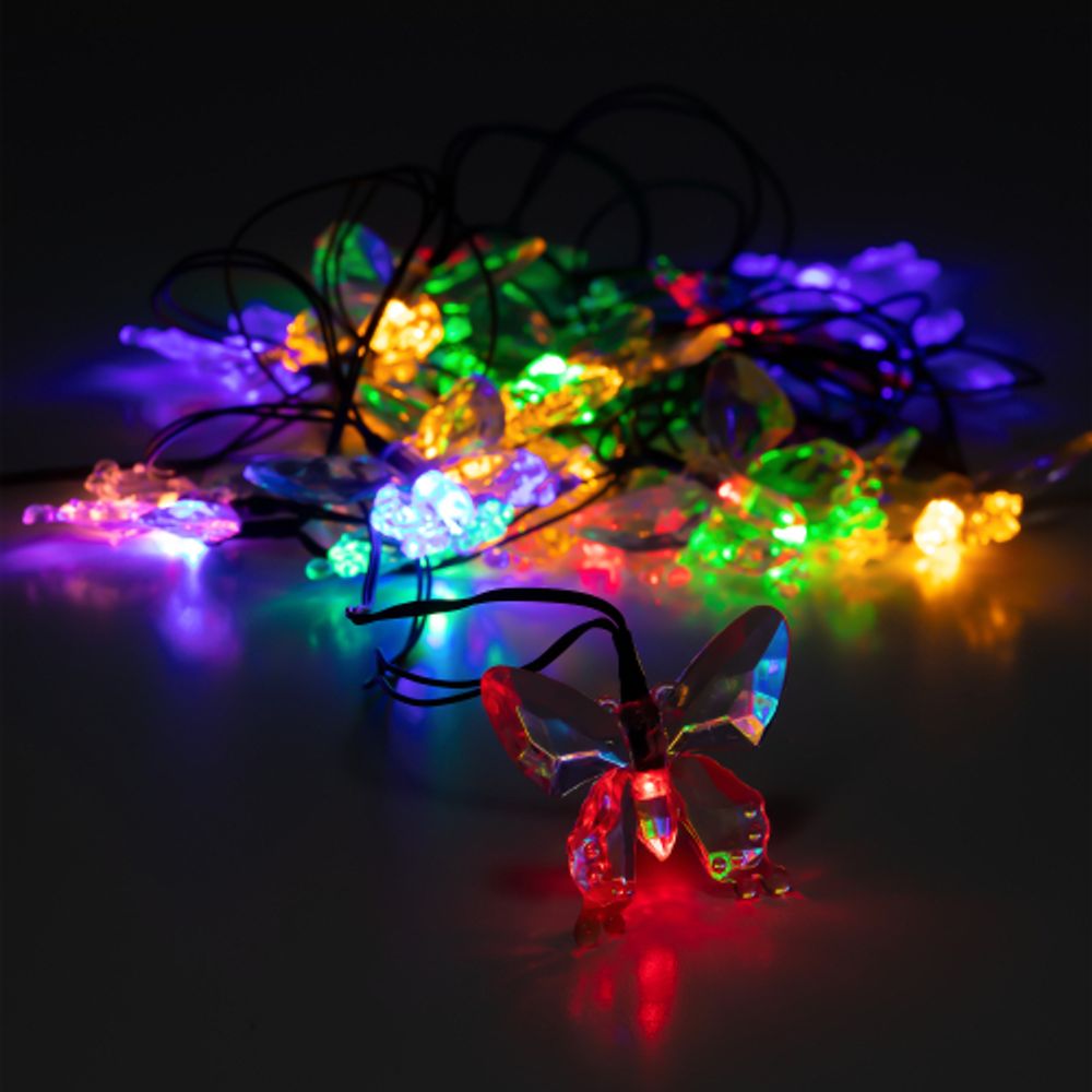 Садовая гирлянда ЭРА ERASF22-15 на солнечной батарее Бабочки 20 LED 5,8 метра | Садовые декоративные светильники