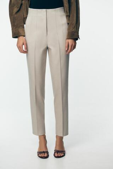 ZARA БРЮКИ С ВЫСОКОЙ ПОСАДКОЙ, БЕЖЕВЫЙ