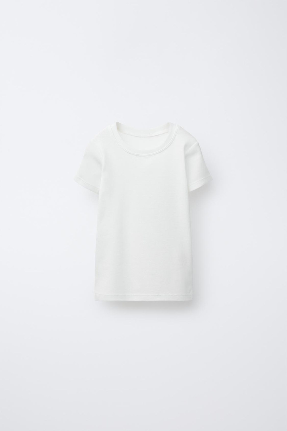 ZARA КОМПЛЕКТ ИЗ ТРЕХ ФУТБОЛОК С КОРОТКИМИ РУКАВАМИ, ЖЕЛТОВАТО-БЕЛЫЙ