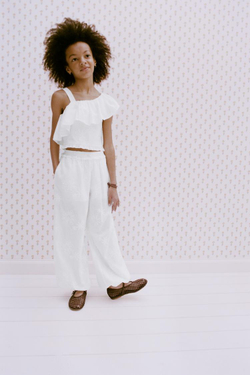 ZARA БРЮКИ С ВЫШИВКОЙ, БЕЛЫЙ