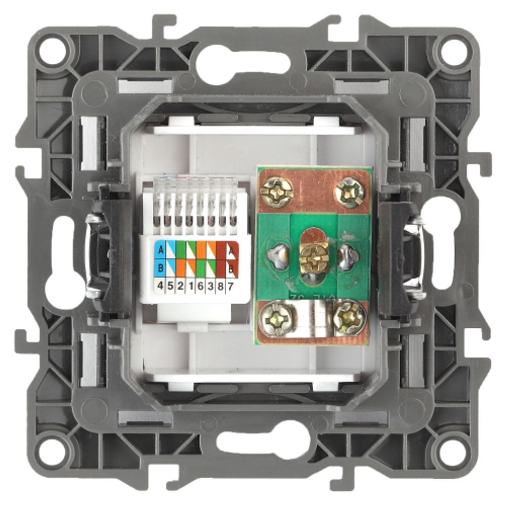 Розетка ЭРА Серия 12 12-3110-05 комбинированная RJ45+TV IP20 антрацит | Эра 12