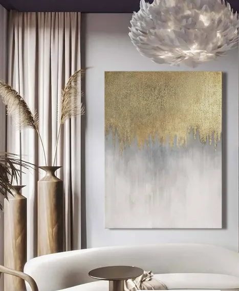 Постер Jinzi 120х90 см, серый, золотистый