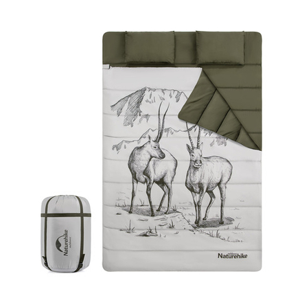Мешок спальный Naturehike M Series DBL250, с подушками 215х145 см, (ТК: +15C), серый